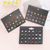 Women's Metal Floret Microinlay Alloy Earrings Set