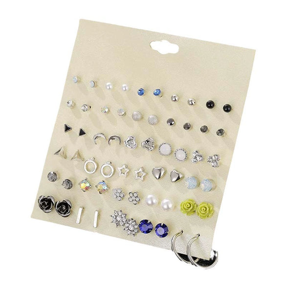 Women's Metal Floret Microinlay Alloy Earrings Set