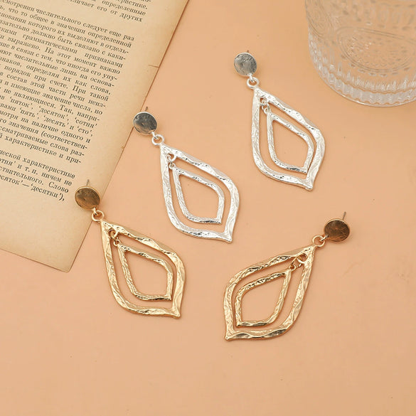 Women's Metal Flower Earrings Vintage Geometric Statement Jewelry With Exaggerated Fashion Design For Wholesale
