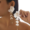 Women's Metal Flower Scallop Tassel Electroplated Earrings