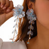 Women's Metal Flower Scallop Tassel Electroplated Earrings