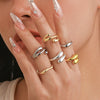 Women's Metal Geometric Bending Open Finger Ring Set With Electroplating