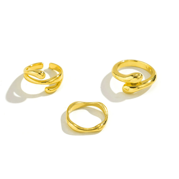 Women's Metal Geometric Bending Open Finger Ring Set With Electroplating