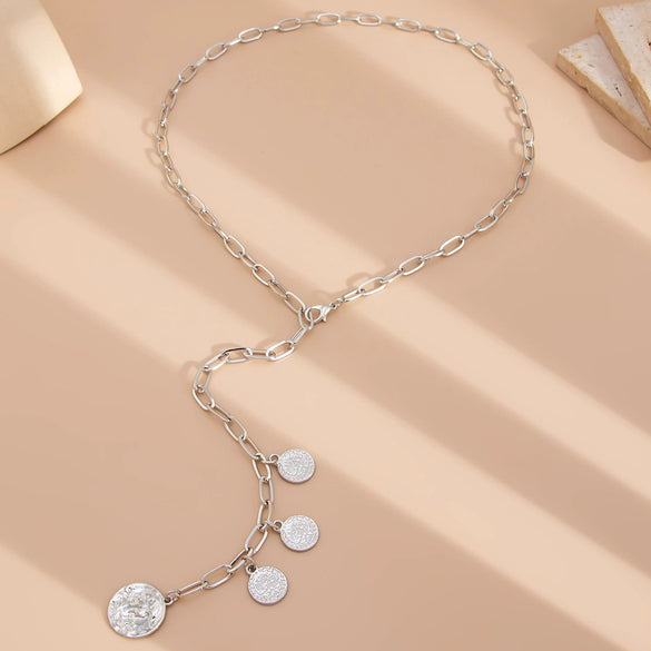 Women's Metal Geometric Figure Long Necklace With Iron Chain Alloy And Electroplating Design