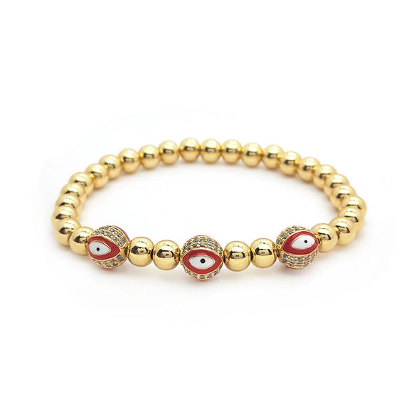 Women's Metal Geometric Handwoven Microinlaid Beads Devil's Eye Bracelet Jewelry
