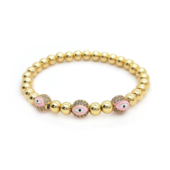 Women's Metal Geometric Handwoven Microinlaid Beads Devil's Eye Bracelet Jewelry