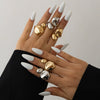 Women's Metal Geometric Liquid Metal Pleated Opening Ring With Electroplating