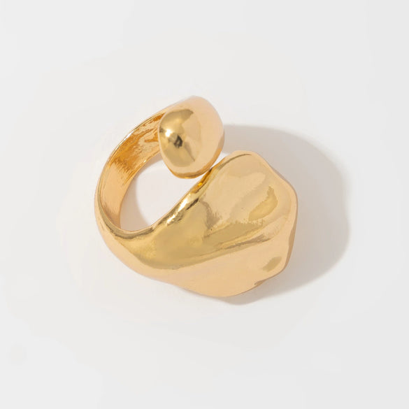 Women's Metal Geometric Liquid Metal Pleated Opening Ring With Electroplating