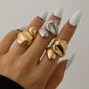 Women's Metal Geometric Liquid Metal Pleated Opening Ring With Electroplating
