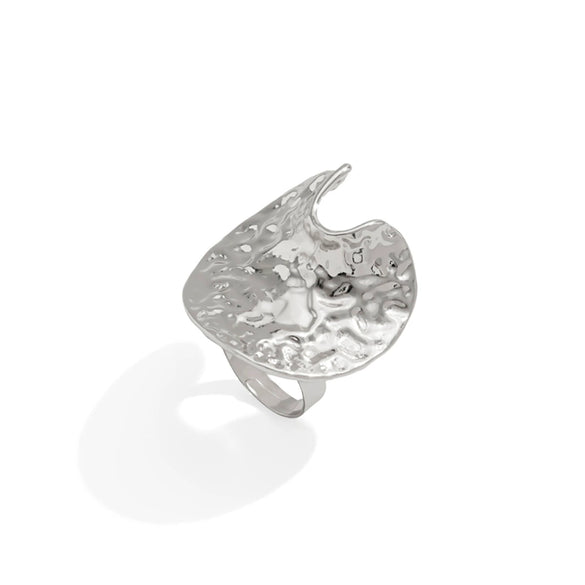 Women's Metal Geometric Open Ring With Beating Pattern And Imitation Pearl Electroplated