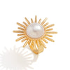 Women's Metal Geometric Open Ring With Beating Pattern And Imitation Pearl Electroplated