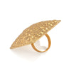 Women's Metal Geometric Open Ring With Beating Pattern And Imitation Pearl Electroplated