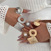 Women's Metal Geometric Open Ring With Beating Pattern And Imitation Pearl Electroplated