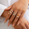 Women's Metal Geometric Pattern Electroplated Irregular Gem Ring