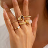Women's Metal Geometric Pattern Electroplated Irregular Gem Ring
