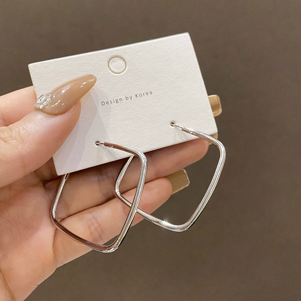 Women's Metal Geometric Square Earrings 925 Silver Electroplated