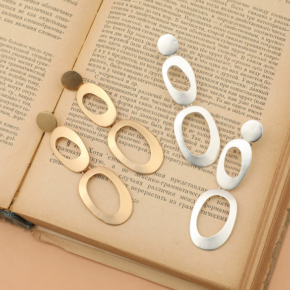 Women's Metal Geometric Statement Earrings Minimalist Retro Design Elegant Bold Fashion Jewelry Wholesale
