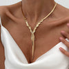 Women's Metal Geometric Woven Snake Bone Chain Clavicle Necklace With Electroplating