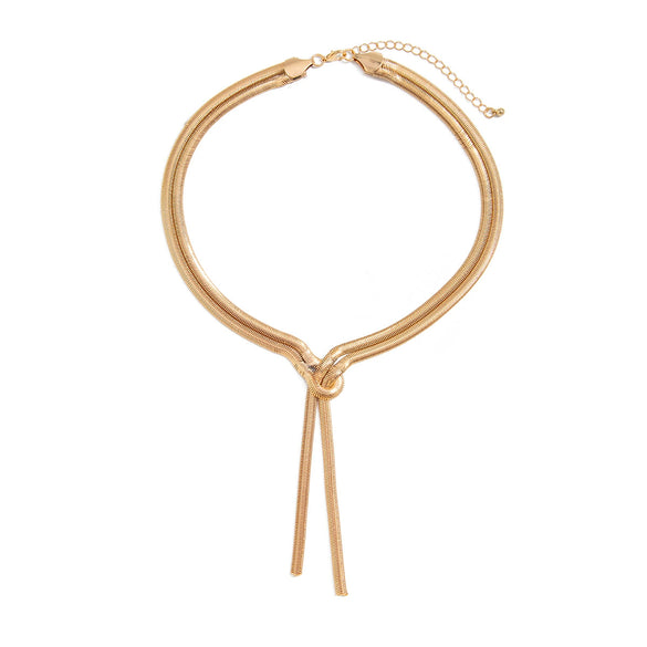 Women's Metal Geometric Woven Snake Bone Chain Clavicle Necklace With Electroplating