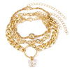 Women's Metal Heart Pattern Stacked Exaggerated Thread Chain Alloy Bracelet Fourpiece Set With Electroplating