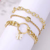 Women's Metal Heart Pattern Stacked Exaggerated Thread Chain Alloy Bracelet Fourpiece Set With Electroplating