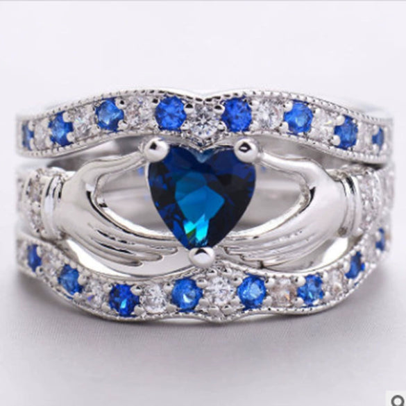 Women's Metal Heart Shape Geometric Microinlaid Ring Jewelry With Electroplating