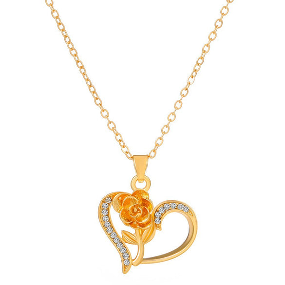 Women's Metal Heart Shaped Geometric Ins Style Electroplated Clavicle Chain Necklace