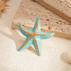 Women's Metal Jewelry Seaside Holiday Style Oil Drop Pleated Starfish Ring With Animal Pattern Electroplated