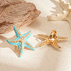 Women's Metal Jewelry Seaside Holiday Style Oil Drop Pleated Starfish Ring With Animal Pattern Electroplated