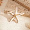 Women's Metal Jewelry Seaside Holiday Style Oil Drop Pleated Starfish Ring With Animal Pattern Electroplated