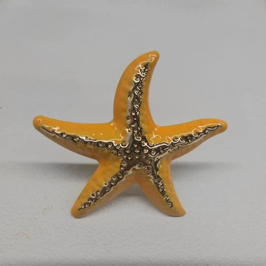 Women's Metal Jewelry Seaside Holiday Style Oil Drop Pleated Starfish Ring With Animal Pattern Electroplated