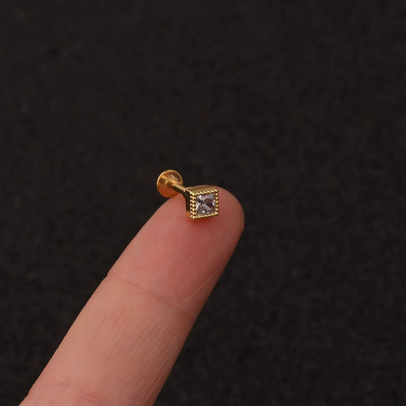 Women's Metal Jewelry With Inlaid Zircon And Flower Design For Piercing