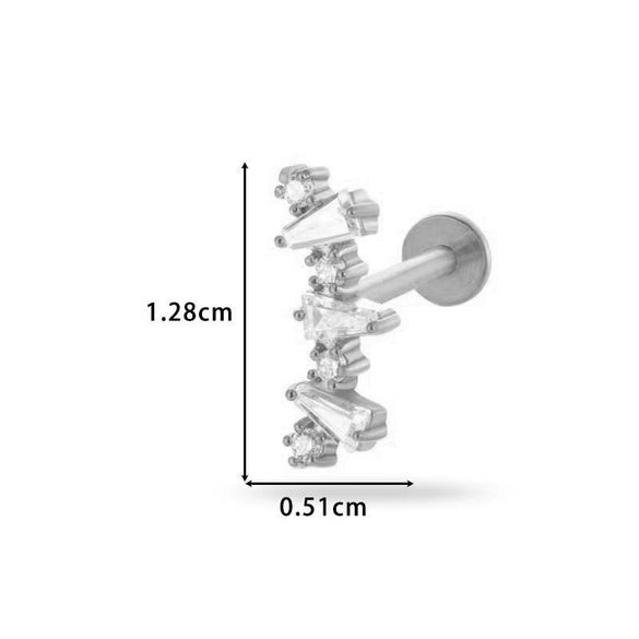 Women's Metal Love Flower Ear Bone Nail Puncture Jewelry Stainless Steel Copper Zircon Electroplating