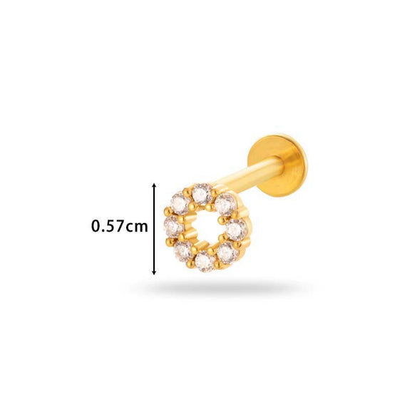 Women's Metal Love Flower Ear Bone Nail Puncture Jewelry Stainless Steel Copper Zircon Electroplating