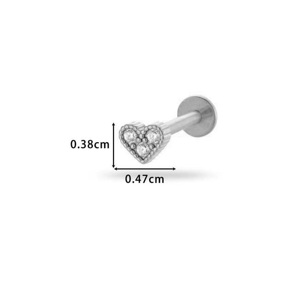 Women's Metal Love Flower Ear Bone Nail Puncture Jewelry Stainless Steel Copper Zircon Electroplating