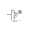 Women's Metal Love Flower Ear Bone Nail Puncture Jewelry Stainless Steel Copper Zircon Electroplating