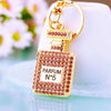 Women's Metal Perfume Bottle Car Key Chain With Diamond Encrusted Bag Pendant Key Chain Ring For Wholesale