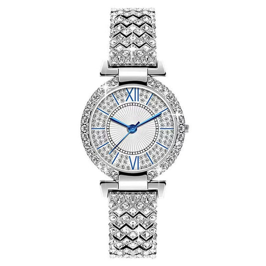 Women's Metal Quartz Bracelet Watch With Round Dial And Jewelry Buckle