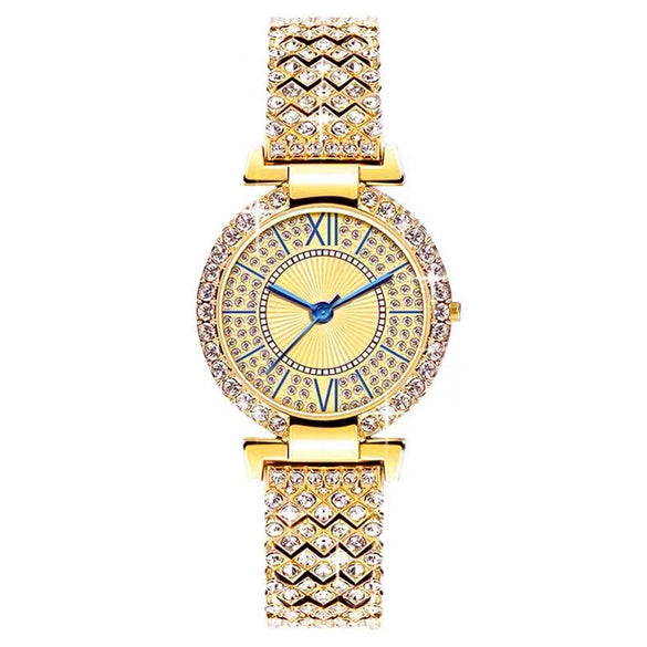 Women's Metal Quartz Bracelet Watch With Round Dial And Jewelry Buckle