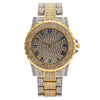 Women's Metal Quartz Watch With Roman Pattern And Rhinestones