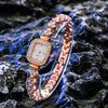 Women's Metal Rectangle Dial Quartz Watch With Diamond Encrusted And Fashion Style
