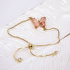 Women's Metal Rhinestone Butterfly Pendant Chain Bracelet With Geometric Design And Diamond Treatment