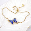 Women's Metal Rhinestone Butterfly Pendant Chain Bracelet With Geometric Design And Diamond Treatment