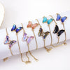 Women's Metal Rhinestone Butterfly Pendant Chain Bracelet With Geometric Design And Diamond Treatment