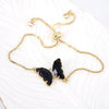 Women's Metal Rhinestone Butterfly Pendant Chain Bracelet With Geometric Design And Diamond Treatment