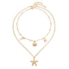 Women's Metal Shell And Starfish Choker Necklace With Electroplated Star Shape Pendant Minimalist Light Luxury Jewelry