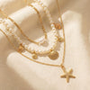 Women's Metal Shell And Starfish Choker Necklace With Electroplated Star Shape Pendant Minimalist Light Luxury Jewelry