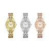 Women's Metal Shellfaced Diamondencrusted Quartz Watch With Printed Logo Leisure Style Round Dial