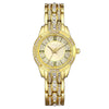 Women's Metal Shellfaced Diamondencrusted Quartz Watch With Printed Logo Leisure Style Round Dial