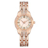 Women's Metal Shellfaced Diamondencrusted Quartz Watch With Printed Logo Leisure Style Round Dial
